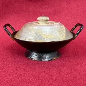 Vintage Miniature Metal Wok with Lid